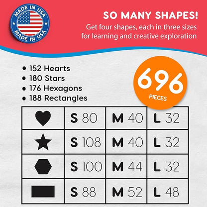 Basic Shapes 2: Hearts, Rectangles, 696 Pieces US Made Card Stock Punch Out - Image 4