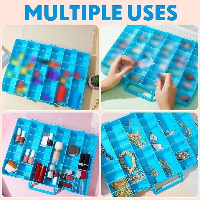 Juexica 2 Pcs Large 48 Grids Plastic Storage Bead Organizer Box, Tackle Box - Image 7