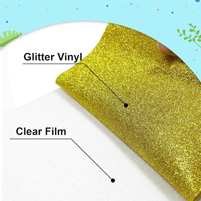 Gold Glitter Heat Transfer Vinyl 12Inch*6FT Glitter Iron on Vinyl - Image 2