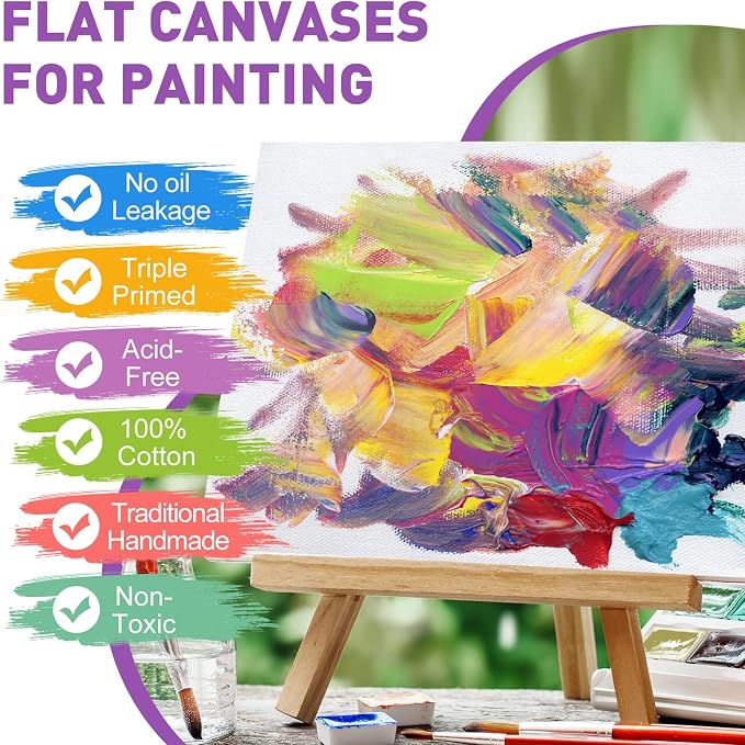 ESRICH Canvas Boards for Painting, 5 Pack 9x12 Canvases for Painting Cotton - Image 3