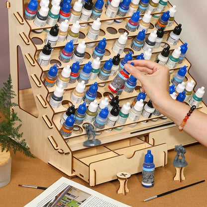 Paint Organizer with Brush Holder – 105-Bottle Holder with 6 Miniature Stands – - Image 5