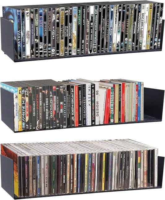 U Shape Floating Shelves Wall Mount Metal Bookshelf CD DVD Storage Display by Patioer