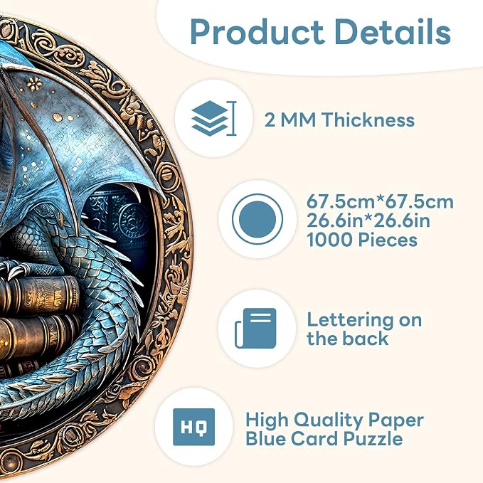 Round Puzzles for Adults 1000 Pieces, Hard Difficult Challenging Puzzles for - Image 4