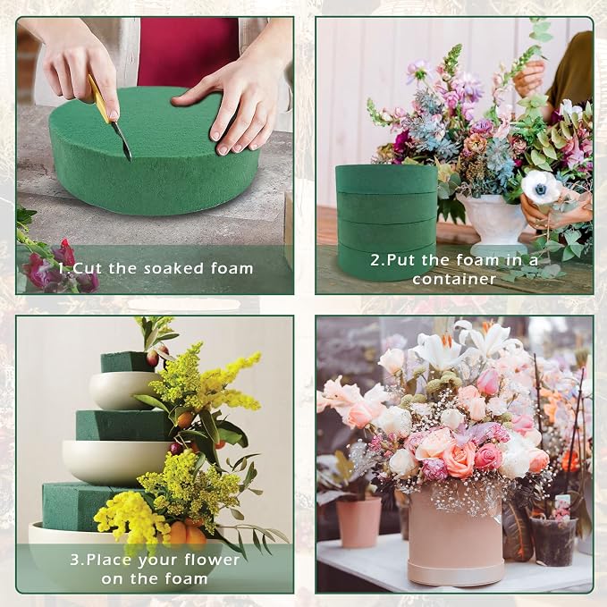 Prashent 4 Pcs Round Floral Foam Blocks - Image 3