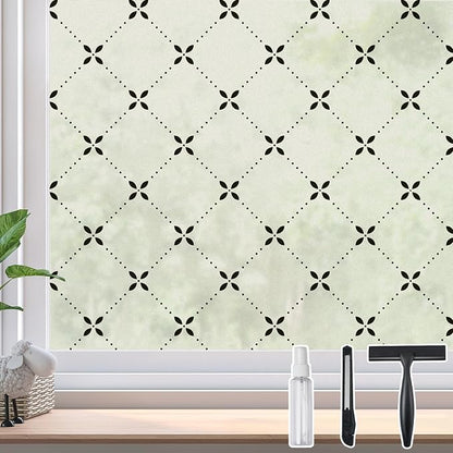 DKTIE Geometric Art Stained Glass Window Film Bathroom Window Privacy Film by Dktie
