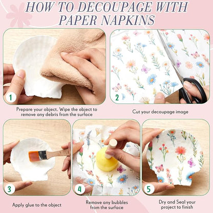 Crtiin 36 Pack 9 Styles Decoupage Napkins Assorted Floral Decorative Decoupage - Image 4