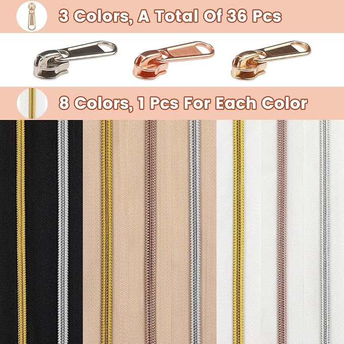 DOITEM 17.8 Yards Endless Zippers by The Meter Black White Zipper 6 mm Spiral + - Image 2