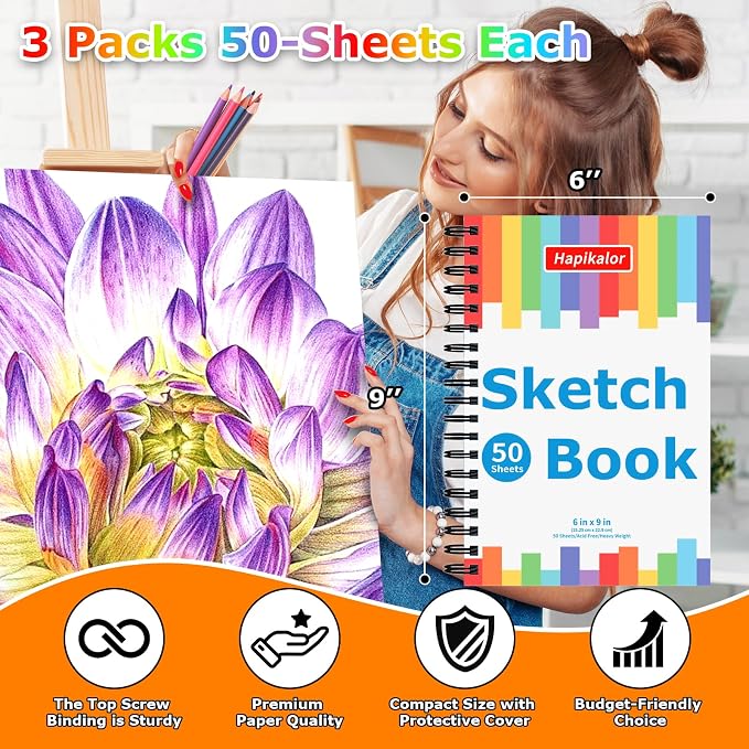 Hapikalor Drawing Pad for Kids, Sketch Pads 50 Sheets, Drawing Paper for Kids - Image 6