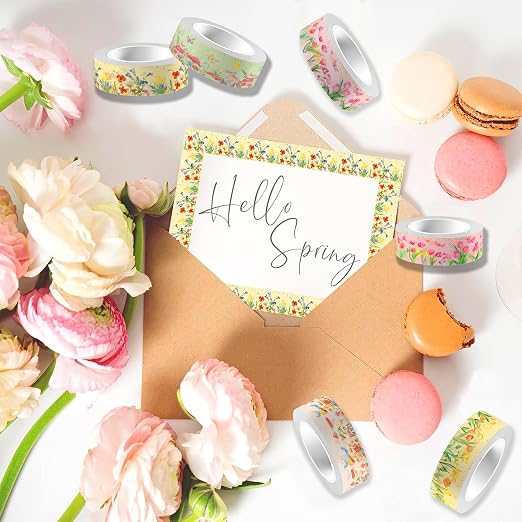 12 Pcs Flowers Washi Tapes Set Flowers Blooms Garden Vintage Flowers Masking - Image 7