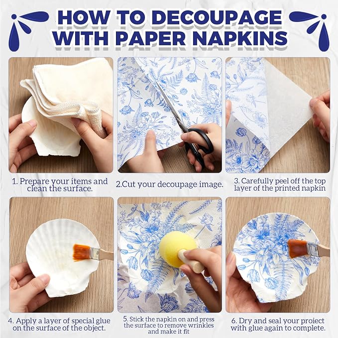 Crtiin 36 Pack 9 Styles Decoupage Napkins Assorted Floral Decorative Decoupage - Image 3