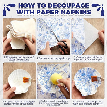Crtiin 36 Pack 9 Styles Decoupage Napkins Assorted Floral Decorative Decoupage - Image 3