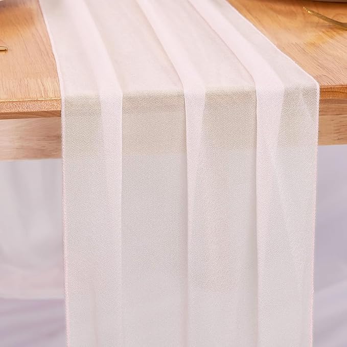 Ivory Chiffon Table Runners 10 FT Chiffon Cloth Runner by RUIYOK