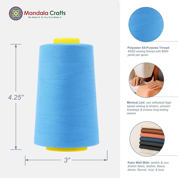 Mandala Crafts 4 Pack of Serger Threads Cones Spools - Image 3