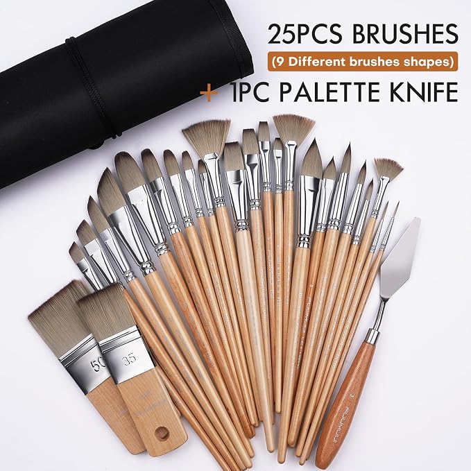 Fuumuui 26pcs Paint Brushes, Professional Acrylic Paint Brush Set Artists - Image 5