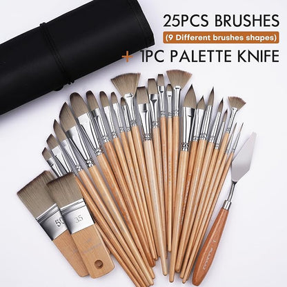 Fuumuui 26pcs Paint Brushes, Professional Acrylic Paint Brush Set Artists - Image 5