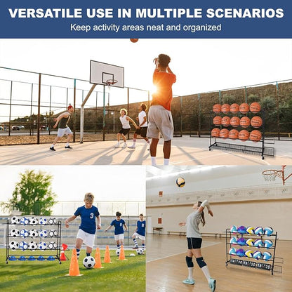 Basketball Rack, Shooting Training Rolling Ball Stand, Garage Organizer - Image 6