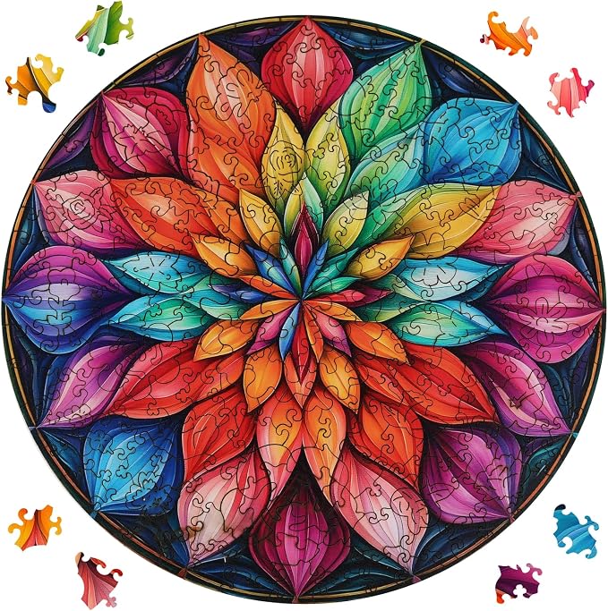 Wooden Puzzles for Adults, Mandala Wooden Jigsaw Puzzles 200 Pieces, Unique by Ixfyloop