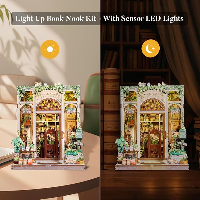 Fsolis Book Nook Kit, 3D Wooden Puzzles - Image 4