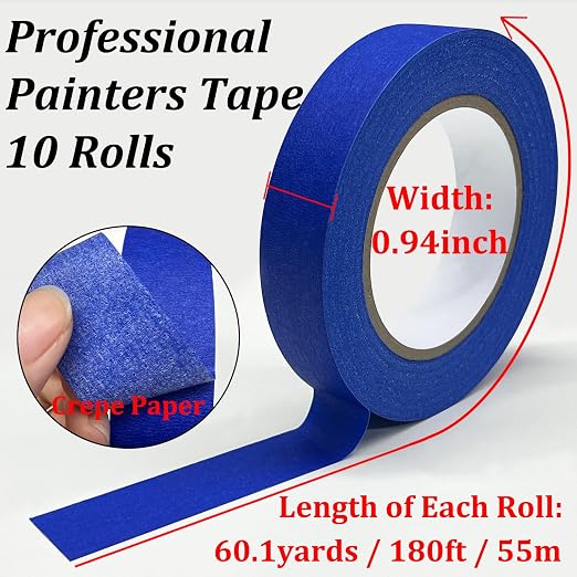 Premium Painters Tape, 10 Rolls Blue Tape Painters Masking Tape - Image 3