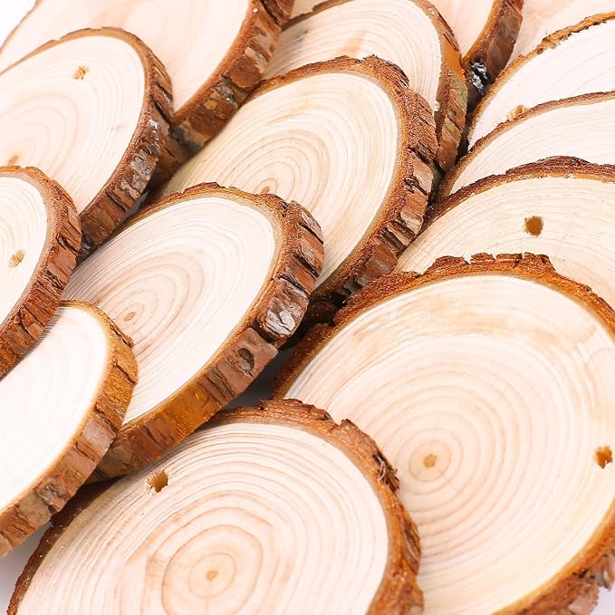 Fuyit Natural Wood Slices 30 Pcs 2.4-2.8 Inches Craft Wood Kit Unfinished - Image 3
