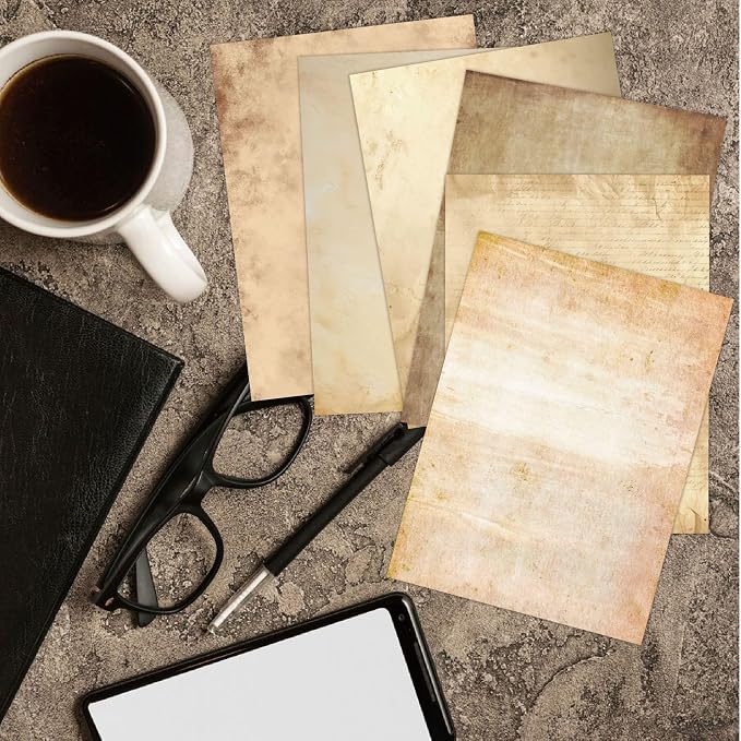 100GSM 48Sheets Vintage Antique Printing Paper, A4 8" x 11" Double-sided Old - Image 4