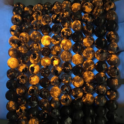72pcs 10mm Natural Flame Yooperlite Stone Beads Round Healing Energy Power by NaturalStoneBeads