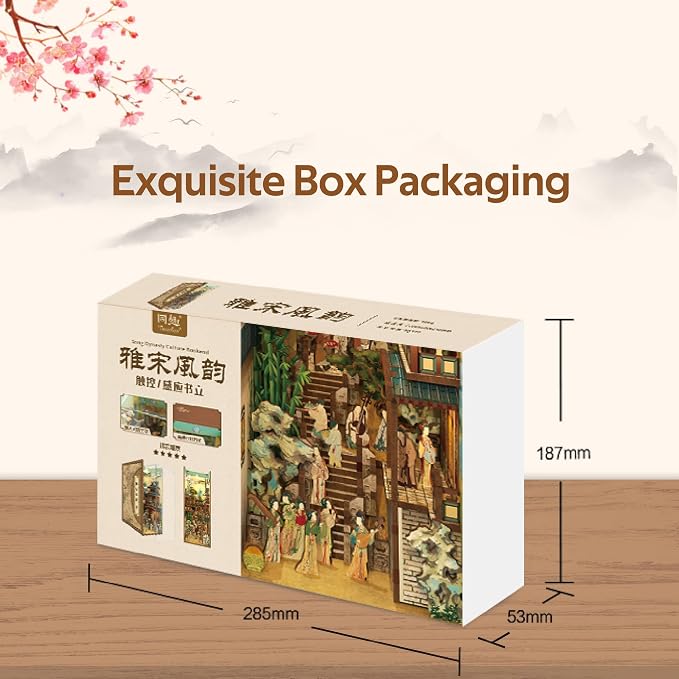 Tonecheer DIY Book Nook Kit for Adults, Wooden 3D Puzzle Bookend Bookshelf - Image 8
