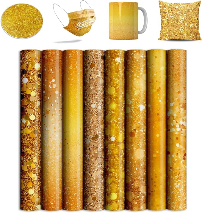 Yellow Glitter Sublimation Transfer Sheets by LuckyGoddness
