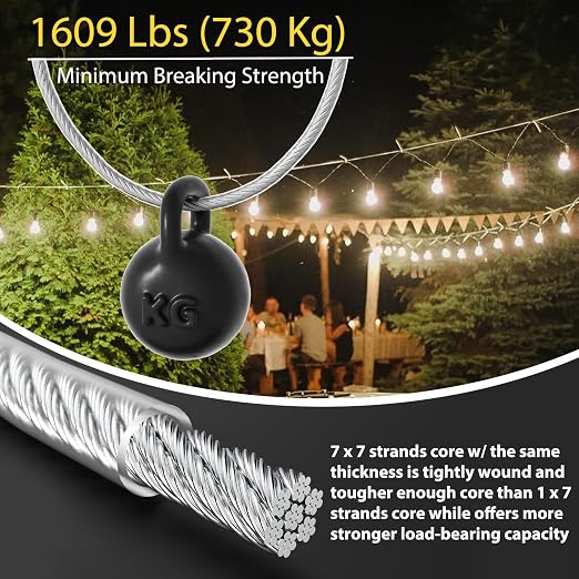 3/16" Wire Rope, 200Ft PVC Coated Steel Cable 7×7 Strand Core, Ideal Cable - Image 5