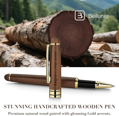 BEILUNER Luxury Personalized Wood Ballpoint Pen Writing Set, Walnut-Elegant - Image 6