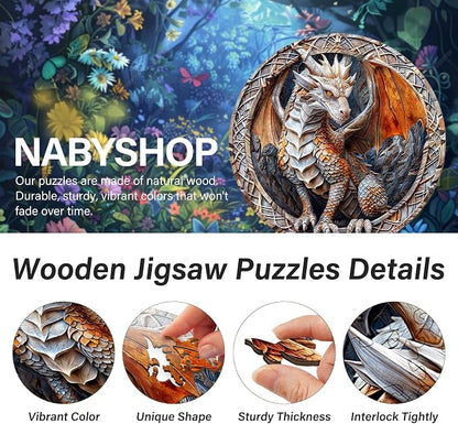 Wooden Puzzles for Adults, Cave Dragon Puzzles, Wooden Flat Puzzles - Image 2