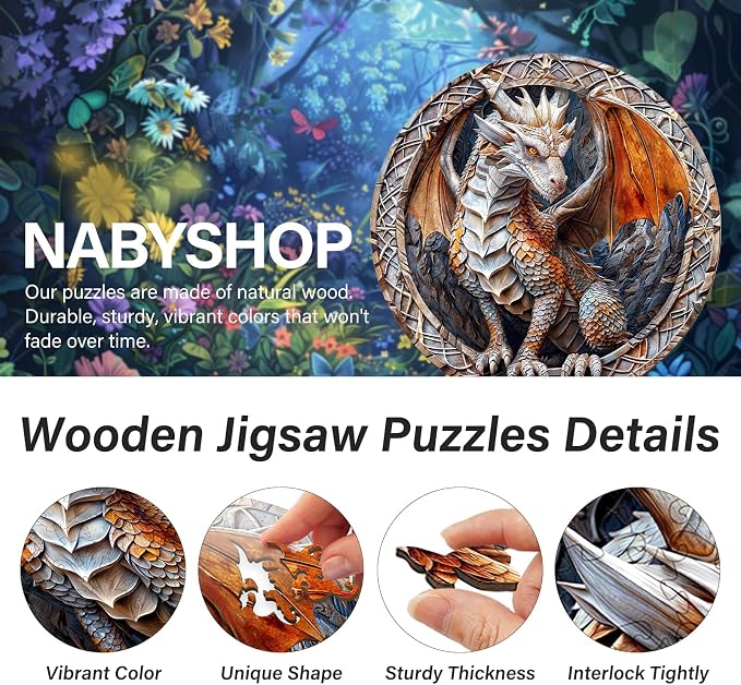 Wooden Puzzles for Adults, Wood Jigsaw Puzzle, Wooden Cave Dragon Puzzles - Image 2