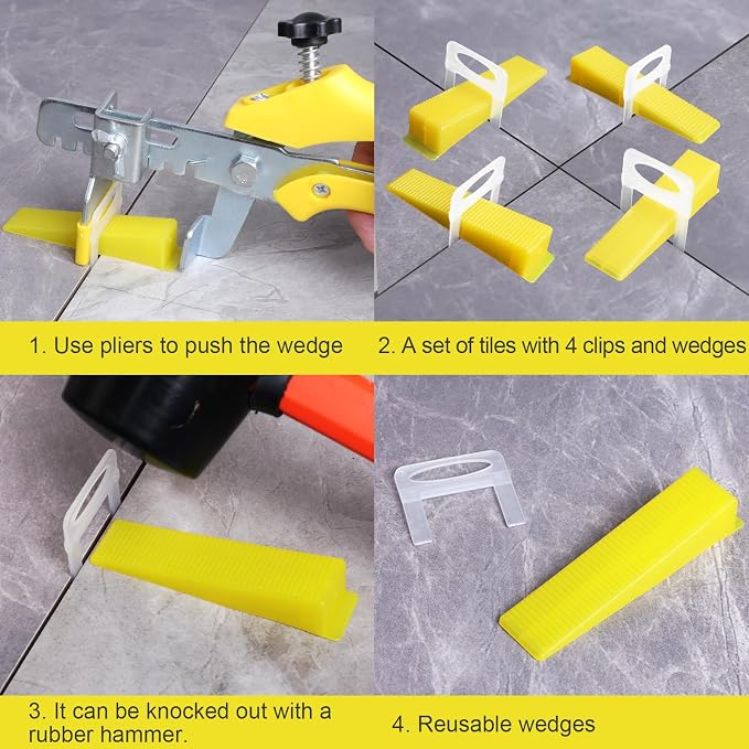 DGSL Tile Leveling System Tile Wedges, 1/32" Tile Spacers, Tile Leveling Clips - Image 5