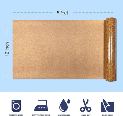Coffee Orange Glitter HTV Heat Transfer Vinyl, - Image 2