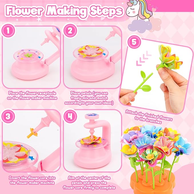 cosone Crafts Kits for Kids Ages 4-8, DIY Fabric Flower Bouquet Kit for 5 6 7 8 - Image 5