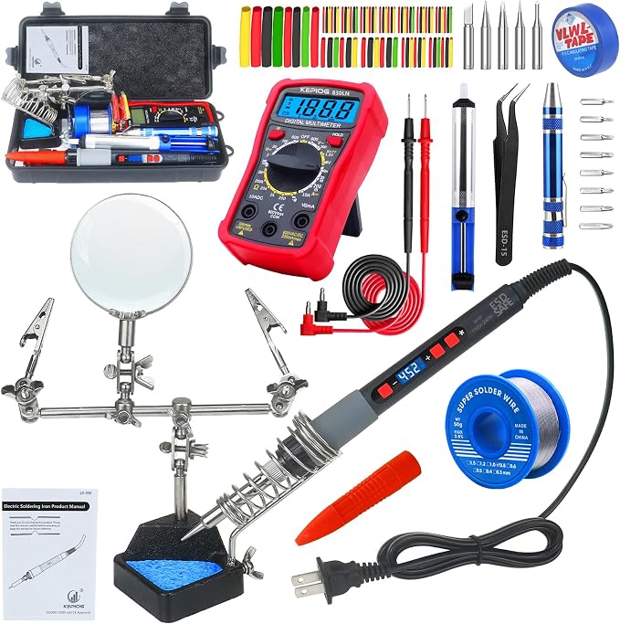 Soldering Iron Kit, 80W Electric Solder iron, Adjustable Temperature (180°C- by Kepiog