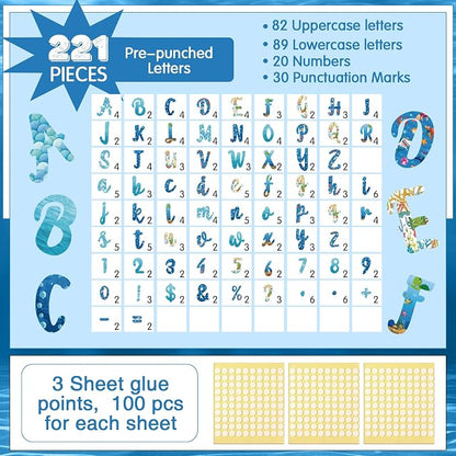 221 Pcs Bulletin Board Letters Round Alphabet Number Punctuation Symbol Combo - Image 2