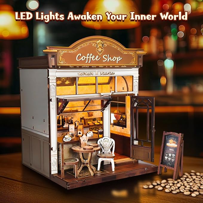 DIY Miniature House Kit, Coffee Shop Book Nook Kit, Mini Building Kit, - Image 6