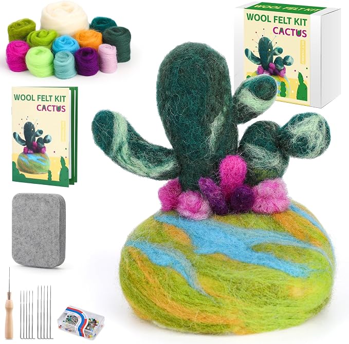 Yizzvb Needle Felting Kit for Beginners Adults, Complete Plant Wool Felting Set by yizzvb