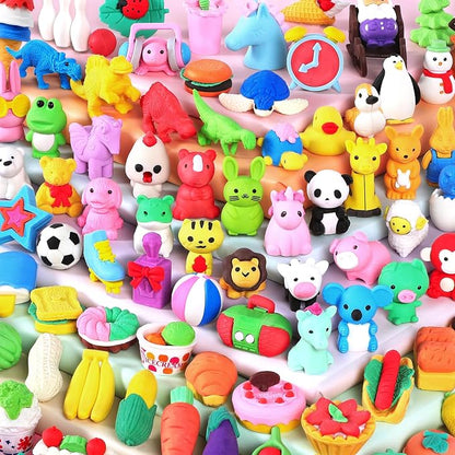 60 Pack Animal Pencil Erasers for Kids, 3D Mini Puzzle Take Apart Erasers by Moosia