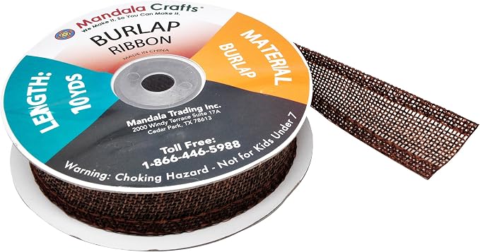 Mandala Crafts Brown Burlap Ribbon 1 Inch Wide Jute Ribbons - Image 4