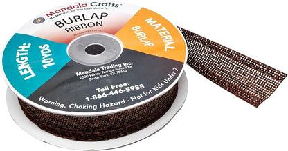 Mandala Crafts Brown Burlap Ribbon 1 Inch Wide Jute Ribbons - Image 4