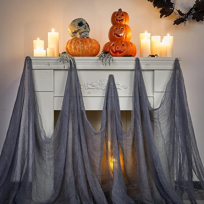 Boao Halloween Cheese cloth 70.87 x 196.85 Inch Gray Cheesecloth Roll - Image 4