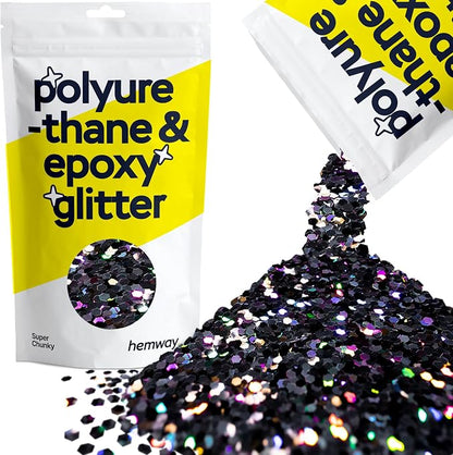 Hemway Glitter for Resin 100g Black Holographic Metallic Crystals for Epoxy by Hemway