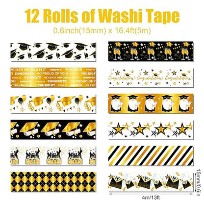 12 Rolls Graduation Washi Tape Set - Image 2