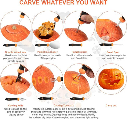 Pumpkin Carving Kit Tools Halloween, Professional Heavy Duty Carving Set - Image 4