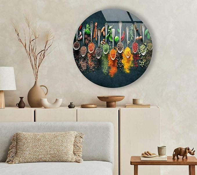 My Photostation.com 15.8'' Diameter Colorful Herbs Round Glass Wall Art - Image 4