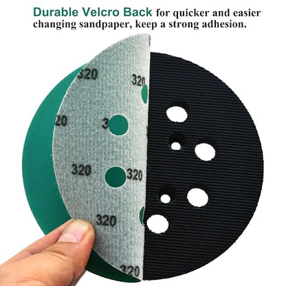 5-Inch 8-Hole Wet Dry Sanding Discs 320 Grit, Polyester Film Backed Heavy-Duty - Image 5