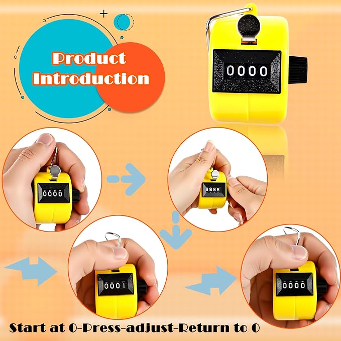24 Pcs Hand Tally Counter 4 Digit Mechanical Finger Counter Clickers Resettable - Image 4