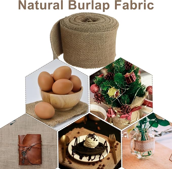 4" Wide Natural Burlap Fabric Roll - Image 7